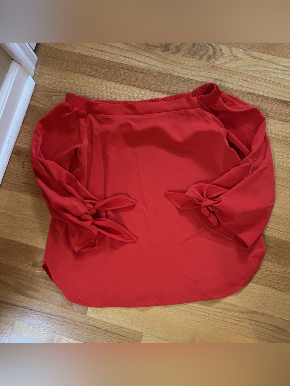 Design Lab Women’s Red Knotted Off The Shoulder Top Blouse Size XS